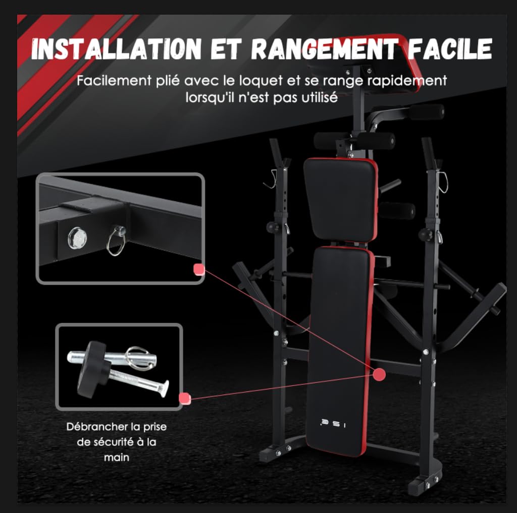 ISE Banc Musculation Complet Musculation, Banc de Musculation Complet Fitness, Banc de Musculation Pliable&Inclinable, Banc Developper Coucher, Bancs de Musculation Multifonction Butterfly Réglable