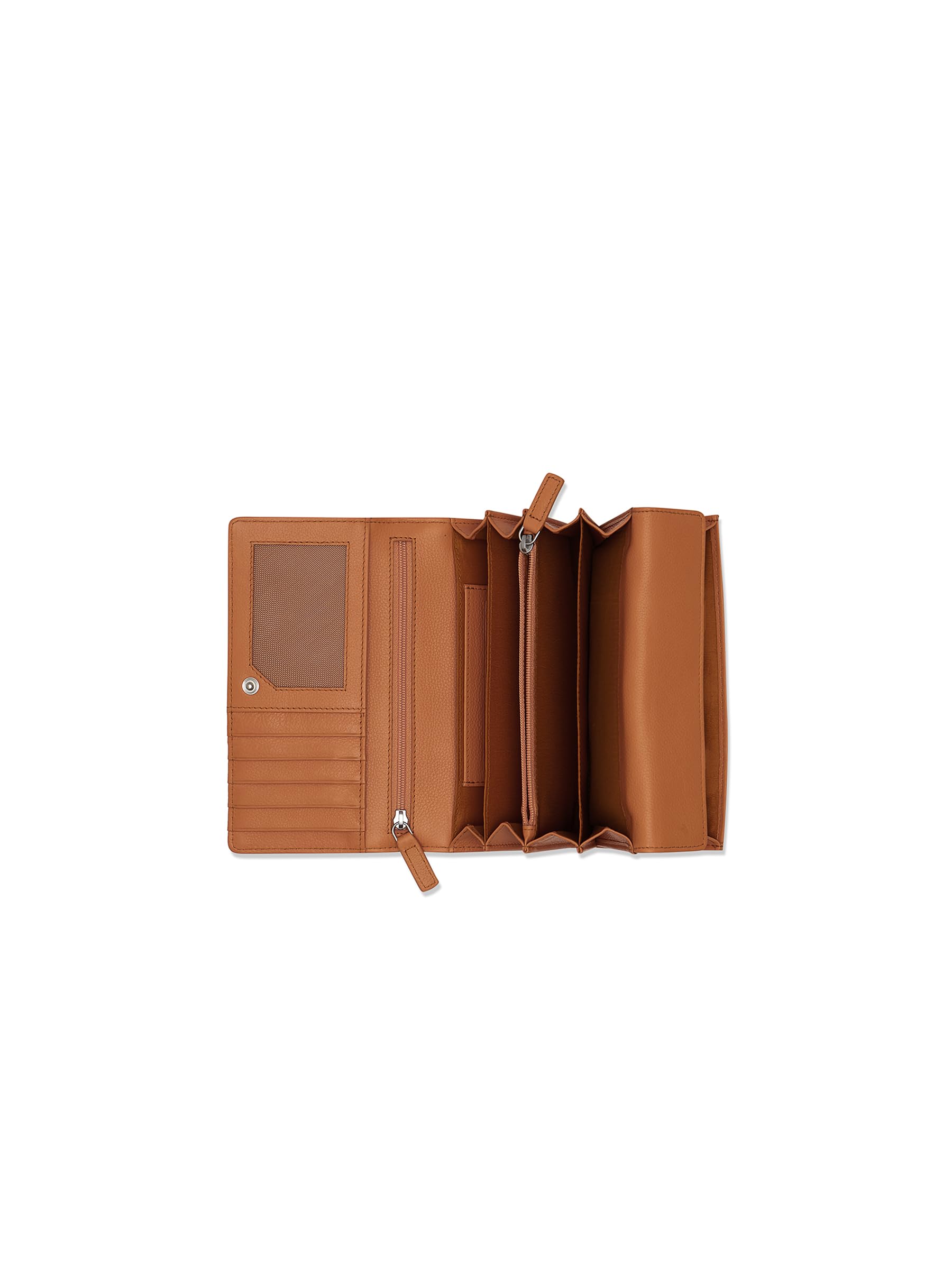 Valentini Portfel Damski - Portmonetka - Skóra Naturalna - Ochrona RFID - 12 Przegródek na Karty i Dokumenty - 17 x 10 cm Karmelowy Bow