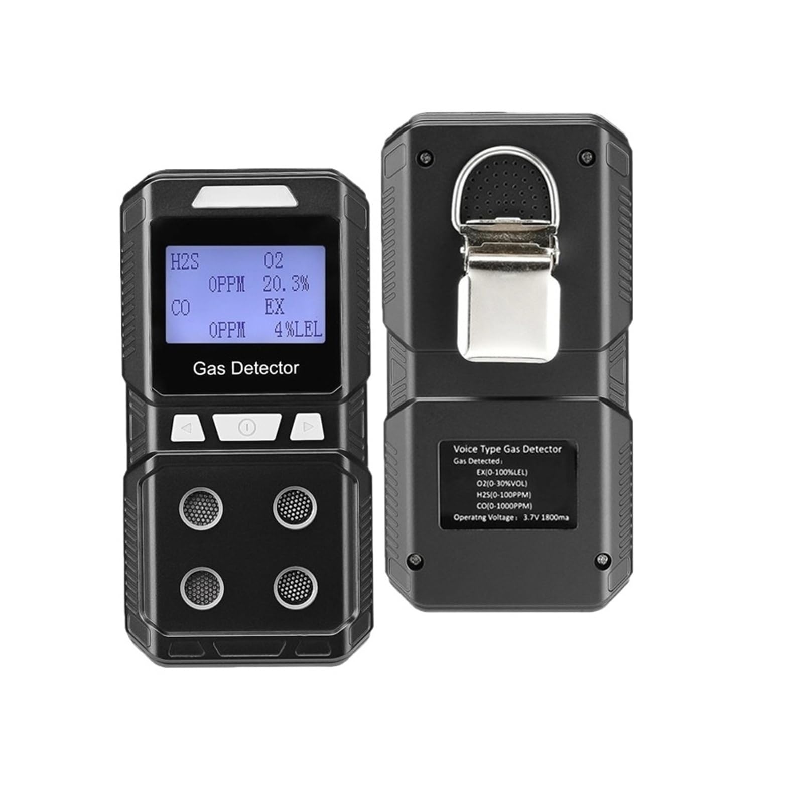 Détecteur De Gaz Portable 4 en 1 EX O2 H2S CO - Analyseur De Qualité De L'air Haute Précision for Le Travail Et La Maison Dates en Temps réel