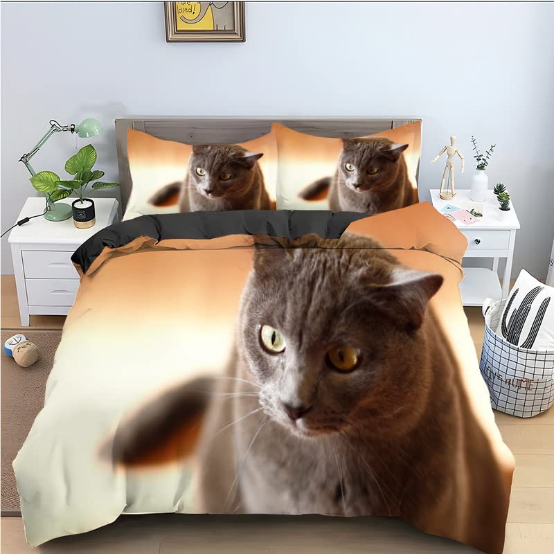 Parure de lit 90x190 chatte beige anti-plis et respirante pour le sommeil de votre enfant