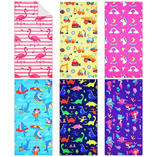 Redbaker Beach Towels For Kids Super Absorbent Quick Dry Microfiber Extra Large Beach Towel 30'' X 60'' Shark Dinosaur Unicorn Pattern For Kids Toddler Boys Girls Bath Pool Camping (Cute, 6) #TOP6