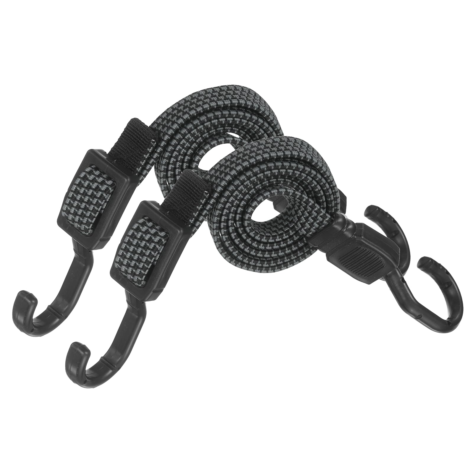 PATIKIL 100cm Adjustable Bungee Cords with Hook, 2Pcs Heavy Duty Outdoor Elastic Bungee Strap for Securing Luggage Moving Cargo, Grey Black