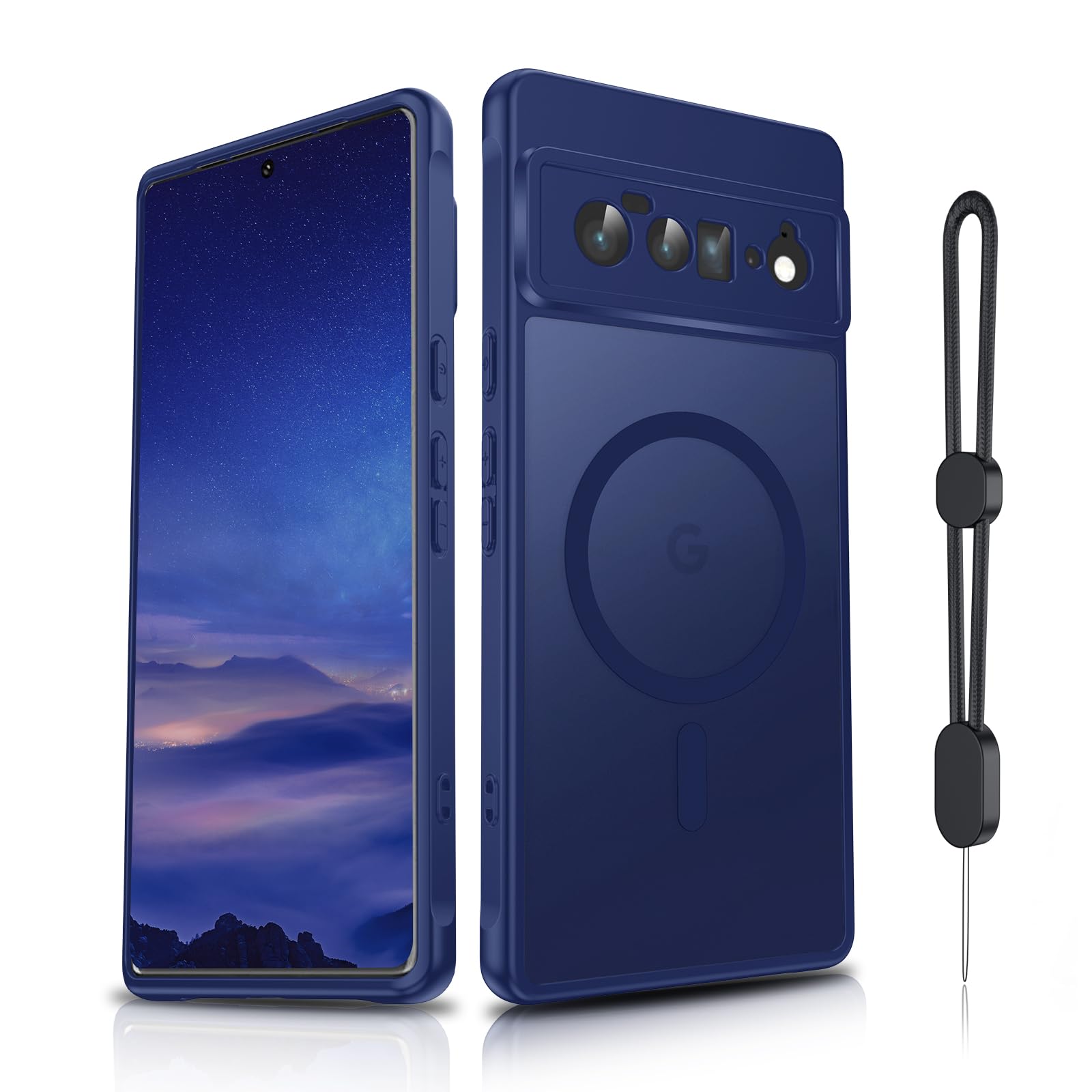 Dizn Magnetic for Google Pixel 6 Pro Case:[Not Fit Pixel 6],Strap,Compatible with MagSafe Wireless Charging,Military-Grade Protective,for 6.6-Inch Google Pixel 6Pro,Dark Blue