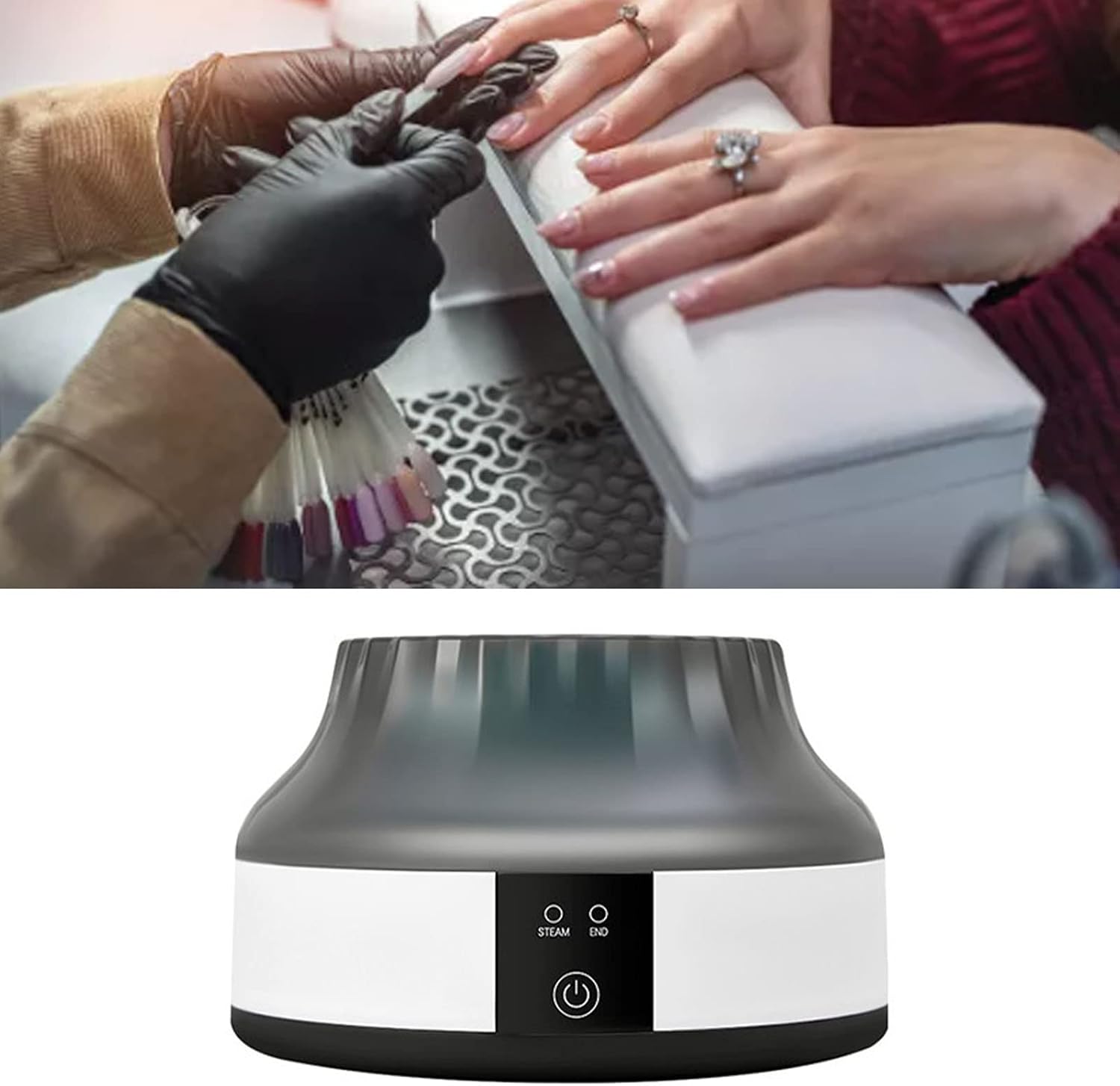 Brrnoo Electric Nail Soaking Bowl Steam Nail Polish Remover Gel Nail Steam Machine Fast Gentle Removal for Home DIY Nail Salon Plastic Universal Voltage (Obsidian Black)