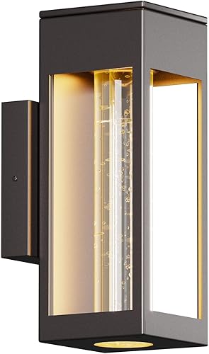 Zanritelit Lámpara de pared impermeable para exteriores, color negro mate, lámpara de pared exterior con pantalla de cristal, linterna de pared para