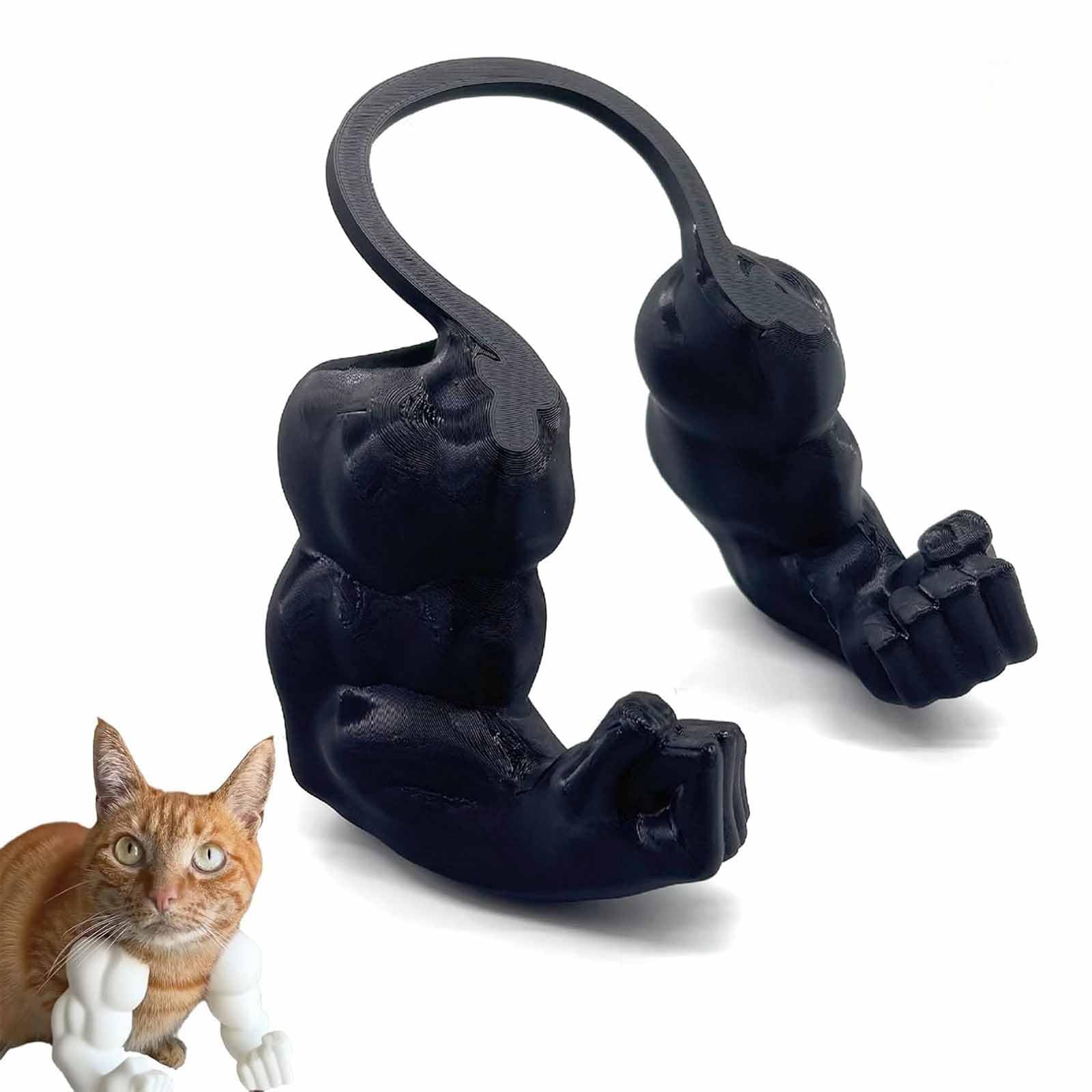 Funny Cat Muscle Arms Halloween Costume - 3D Printed Superhero Arms Pet Cosplay Accessory, Lightweight Neck Hanging Costume Outfit, Hilarious Photo Props for Cats, Small Dogs and Chickens，Black