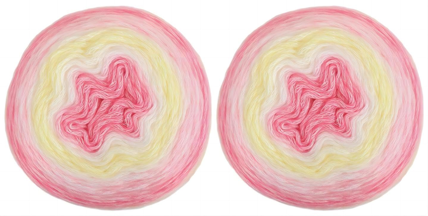 Gradient Cake Yarn Multicolor Fairyland Rainbow Yarn, 2-Pack 60% Cotton 30% Acrylic 10% Wool,Multicolor Crochet Knitting Yarns (69)