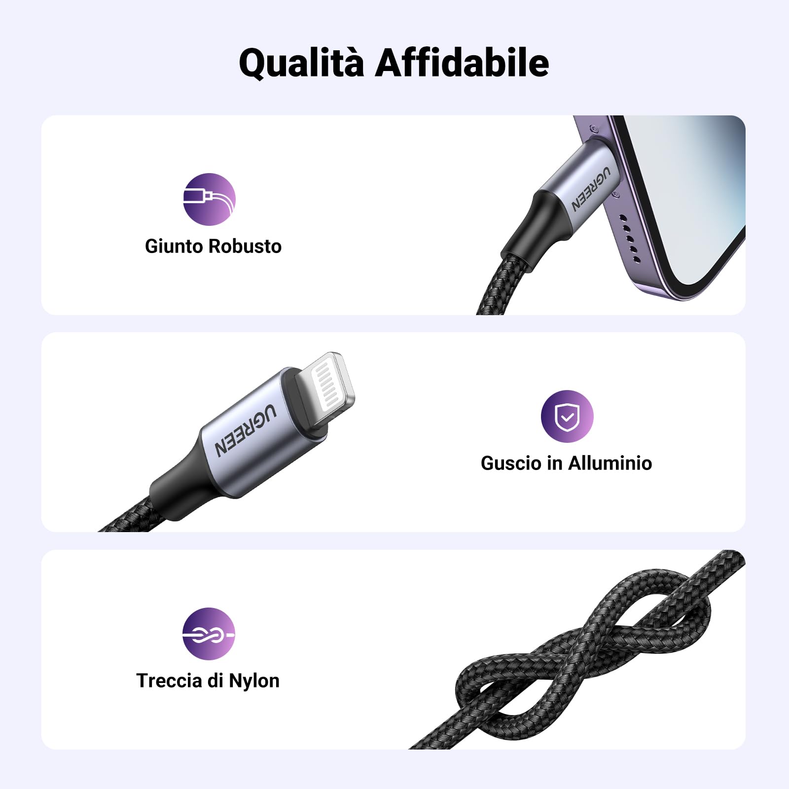UGREEN Adattatore Cuffie MFi Certificato Cavo Lightning a Jack 3.5mm Compatibile con iPhone 14 Pro Max 13 12 Mini 11 SE XR XS Grigio
