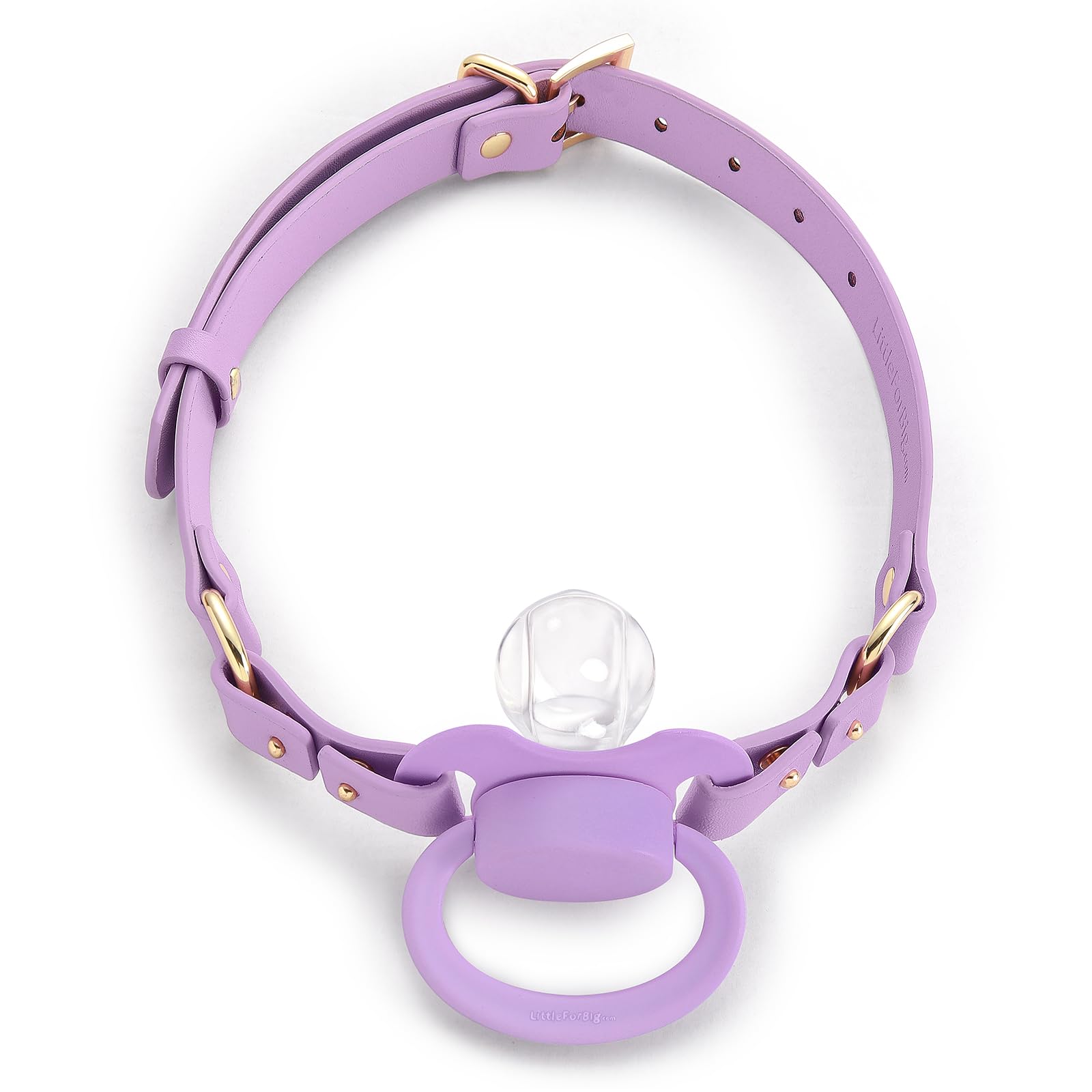 LittleForBig Leather Adjustable Strap Gen II Pacifier & Gag Set Purple