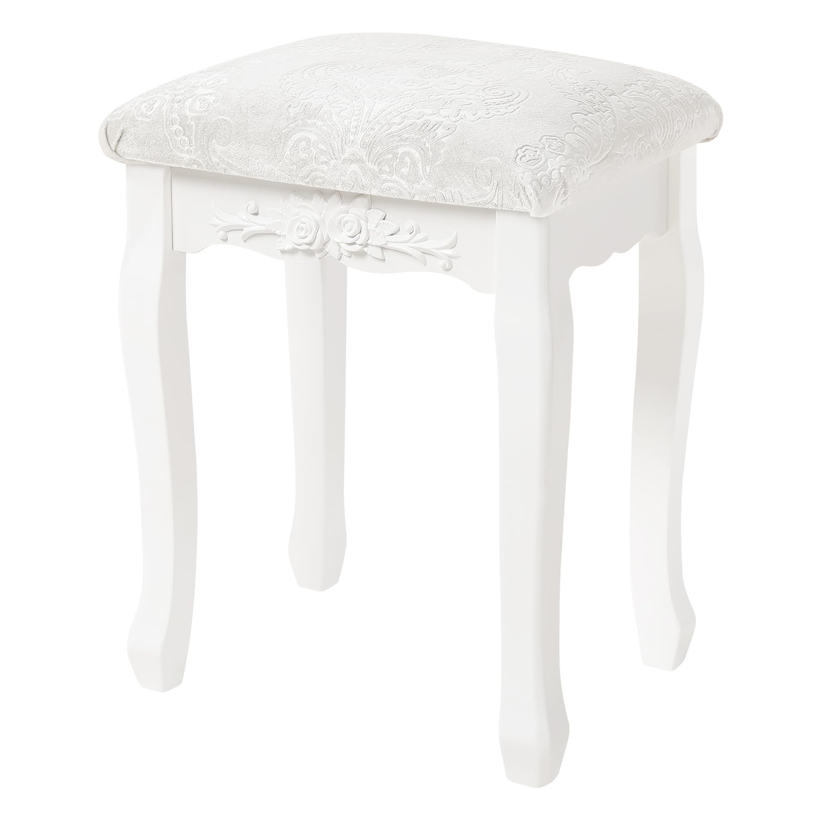 Homcom Set Tavolo Da Toeletta Con Specchio Ribaltabile E Sgabello Imbottito - Bianco