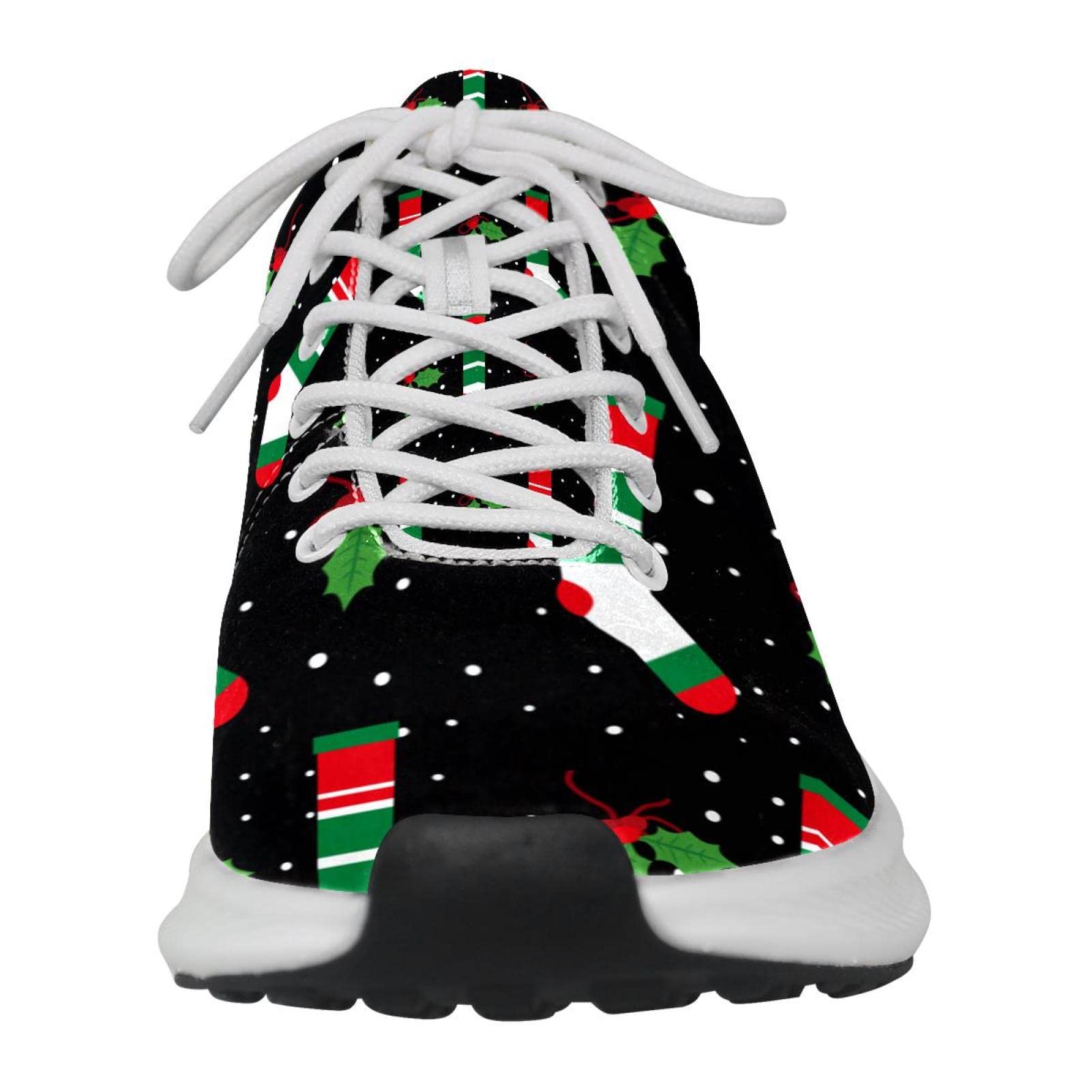 Sneakers personalizzate Scarpe da passeggio leggere Running Athletic Casual Sneakers Natale Inverno Nero, multicolore, 4 US