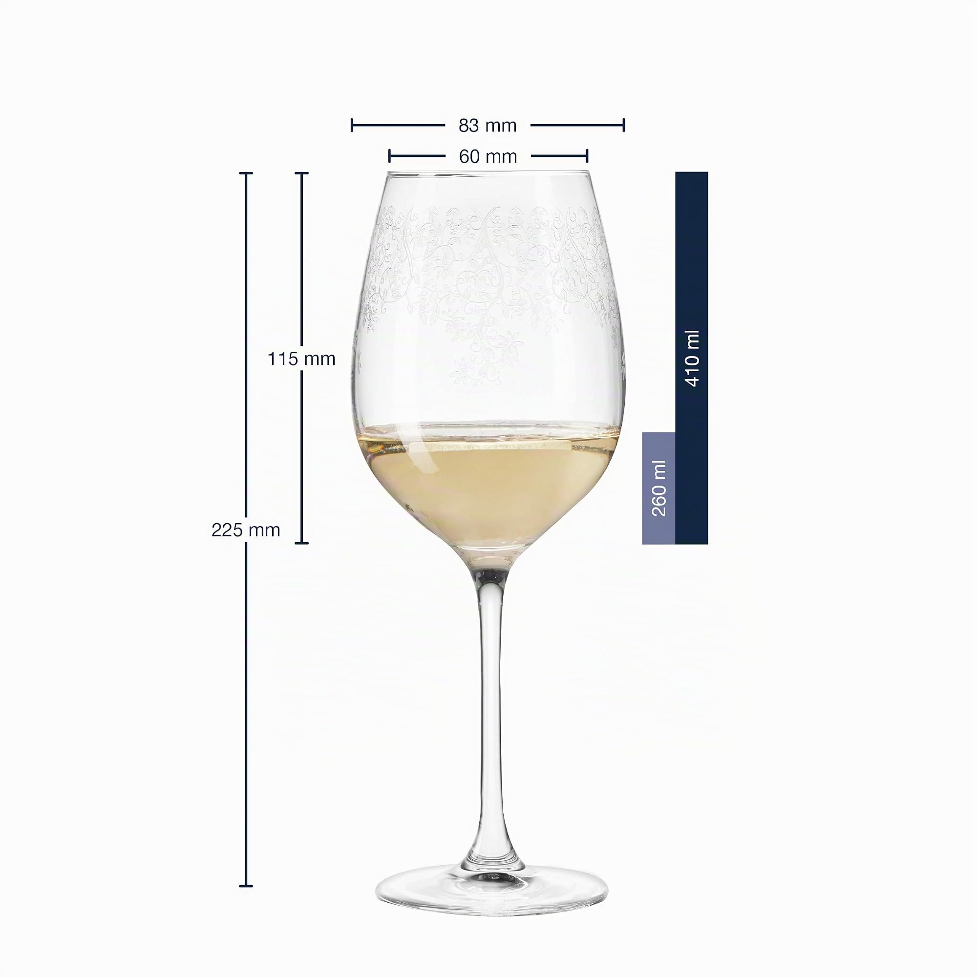 Leonardo Chateau 035301 Lot de 6 verres à vin blanc, passent au lave-vaisselle, avec pied tiré, avec gravure, 410 ml