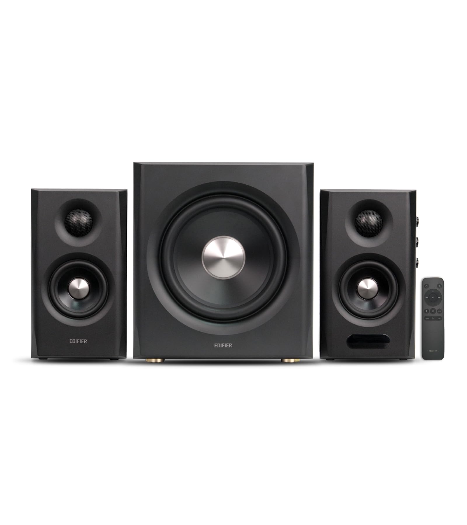 Edifier S355DB 2.1 Powered Bookshelf Speakers with Wireless 8" Subwoofer, 150W Tri-Amp Hi-Res Audio, Computer Speaker System, Bluetooth 6.0 with LDAC, HDMI/Optical/Coaxial Inputs for PC, TV (Black)