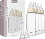 BIBS Plastic Baby Bottle – 5 oz (150 ml) | Silicone Nipple | Anti-Colic, BPA-Free | Round Nipple, Slow Flow | Lightweight & Easy to Clean | 0+ Months | Blush