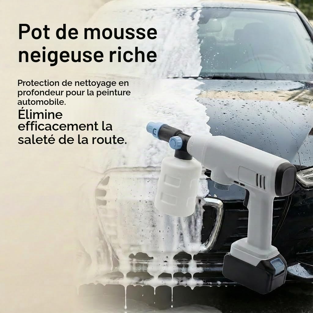 Nettoyeur Haute Pression sans Fil : 725PSI avec Batterie 21V 4.0Ah et Cannon à Mousse - Buse de Nettoyage Haute Pression pour Voiture/Terrasses et Jardins