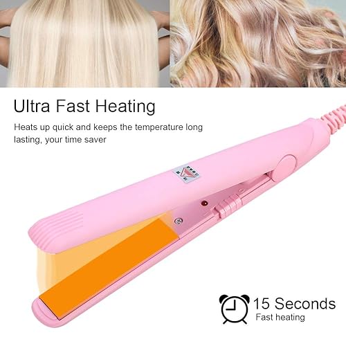 Miniatura 6 de Plancha y rizador de pelo, 2 en 1, mini flequillo, alisador de pelo de belleza, rizador de calefacción, placa de turmalina de cerámica, plancha