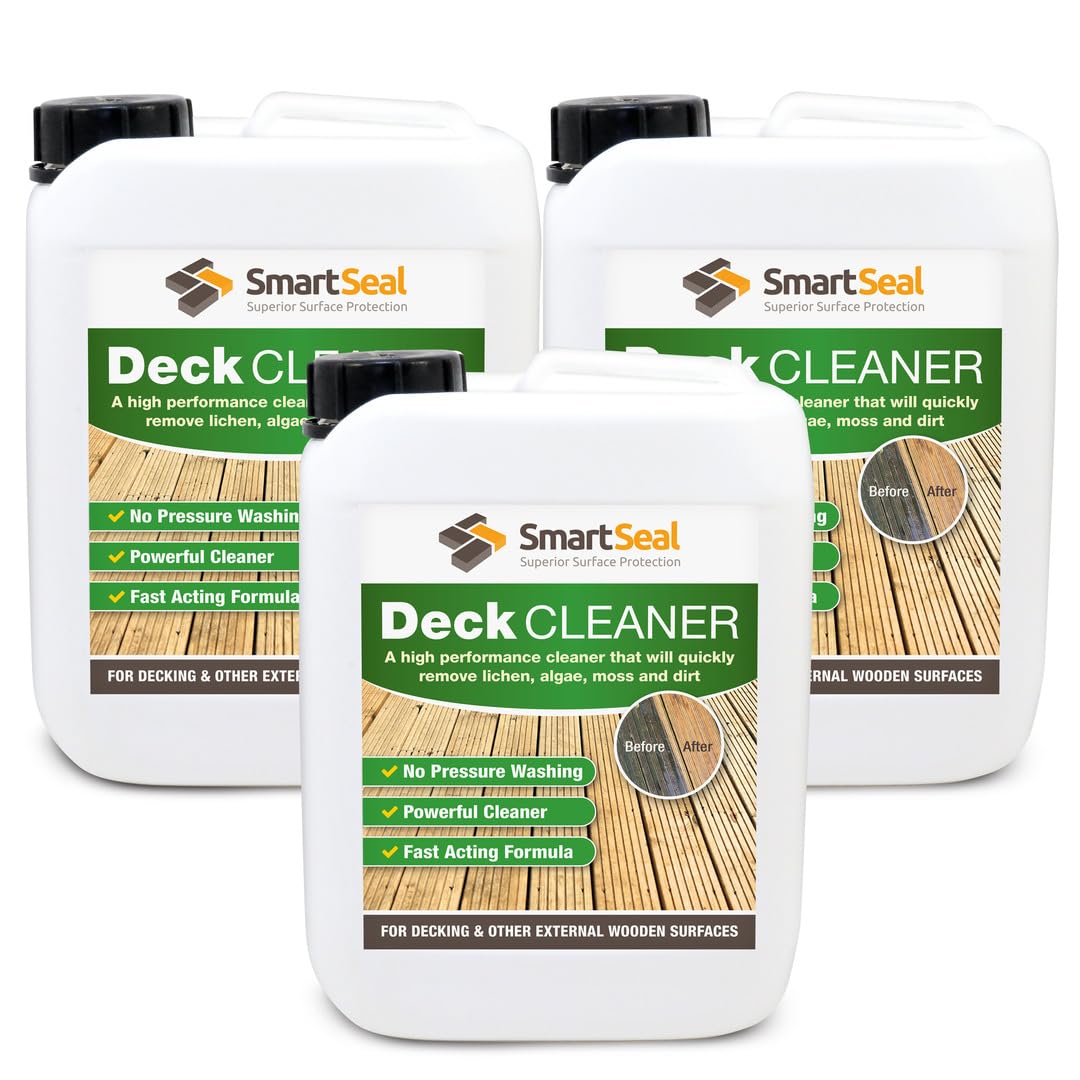 SmartSeal Deck Cleaner - Powerful And Efficient Composite Decking Cleaner & Fence Cleaner- No Pressure Washing - Concentrated Formula Decking Cleaner for Wood - Removes Algae Easily! (3 x 5 Litre) — image 1