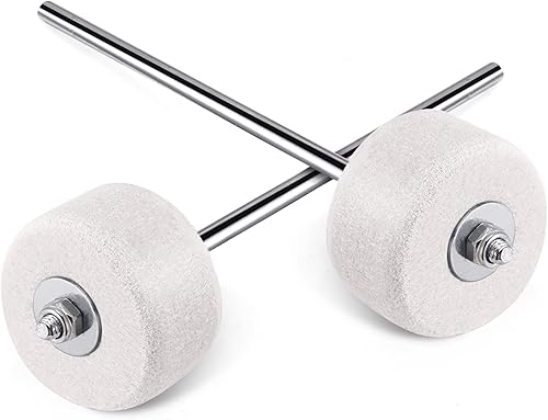 Facmogu 2 batidores de fieltro clásico, batidor de bombo de fieltro blanco para rendimiento, práctico reemplazo de batería, batidor de fieltro