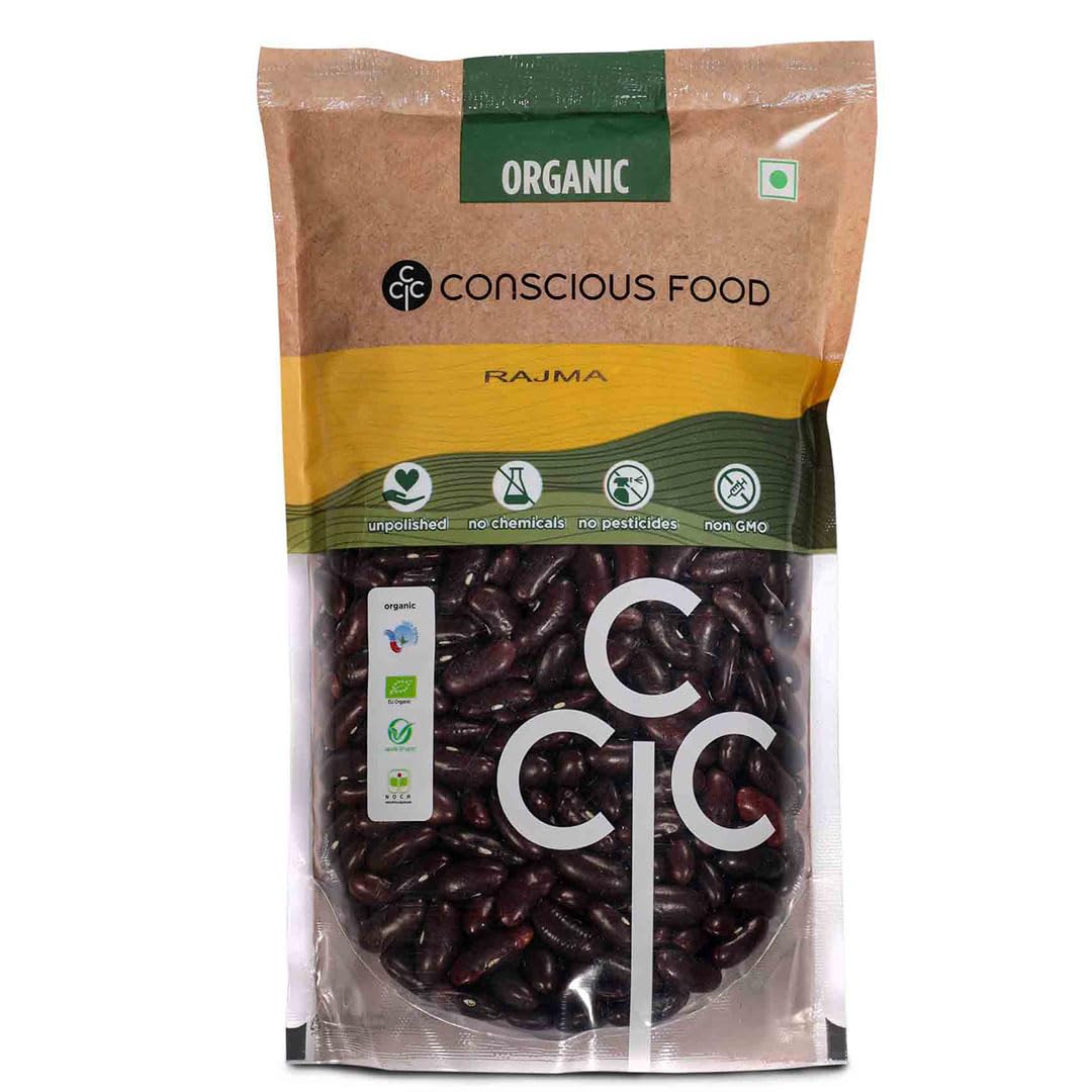 Conscious Food Organic Rajma | 1kg | Premium Kidney Beans | Non GMO | No Chemicals | Unpolished