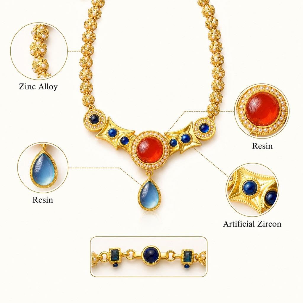 Collana Vintage In Stile Cinese, Con Ciondolo In Pietra Preziosa