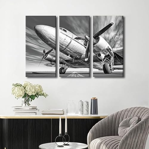 Miniatura 117 de Lienzo decorativo para pared, 3 piezas, póster de nariz de avión, arte de hélice gris, decoración del hogar, lienzo inspirador, decoración de pared
