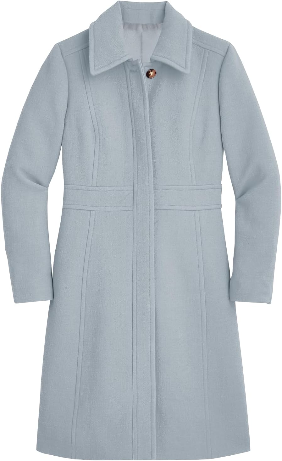 Fisoew Womens Elegant Single Breasted Coat Long Sleeve Mid Winter Overcoat Work Office Pea Coats - Image 3