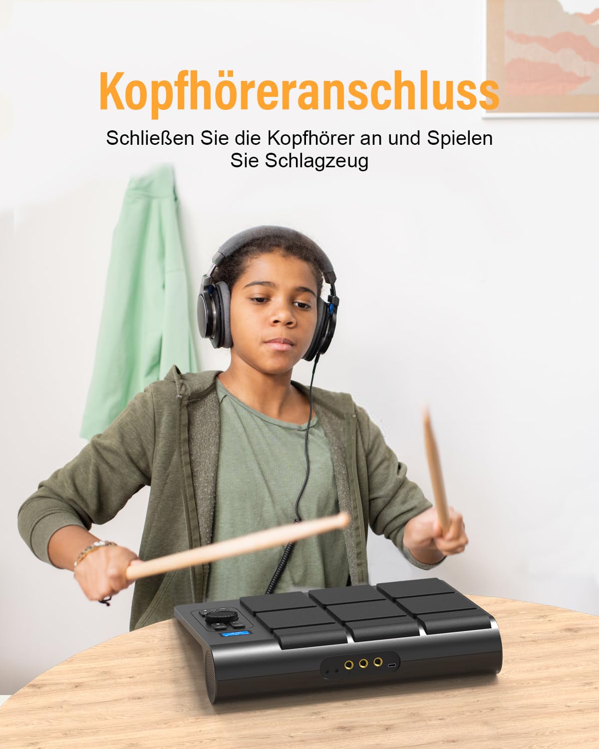 Batterie électronique 9 pads avec LCD, deux haut-parleurs stéréo et pédales | Set de batterie portable pour débutants et professionnels | Compatible avec Bluetooth MIDI | Idéal pour la maison