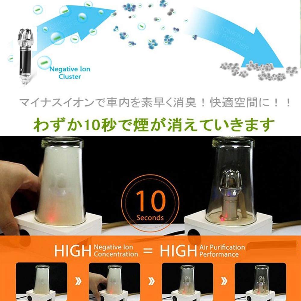Amazon.co.jp: 車載空気清浄器 シガーソケットに差し込む イオン発生器