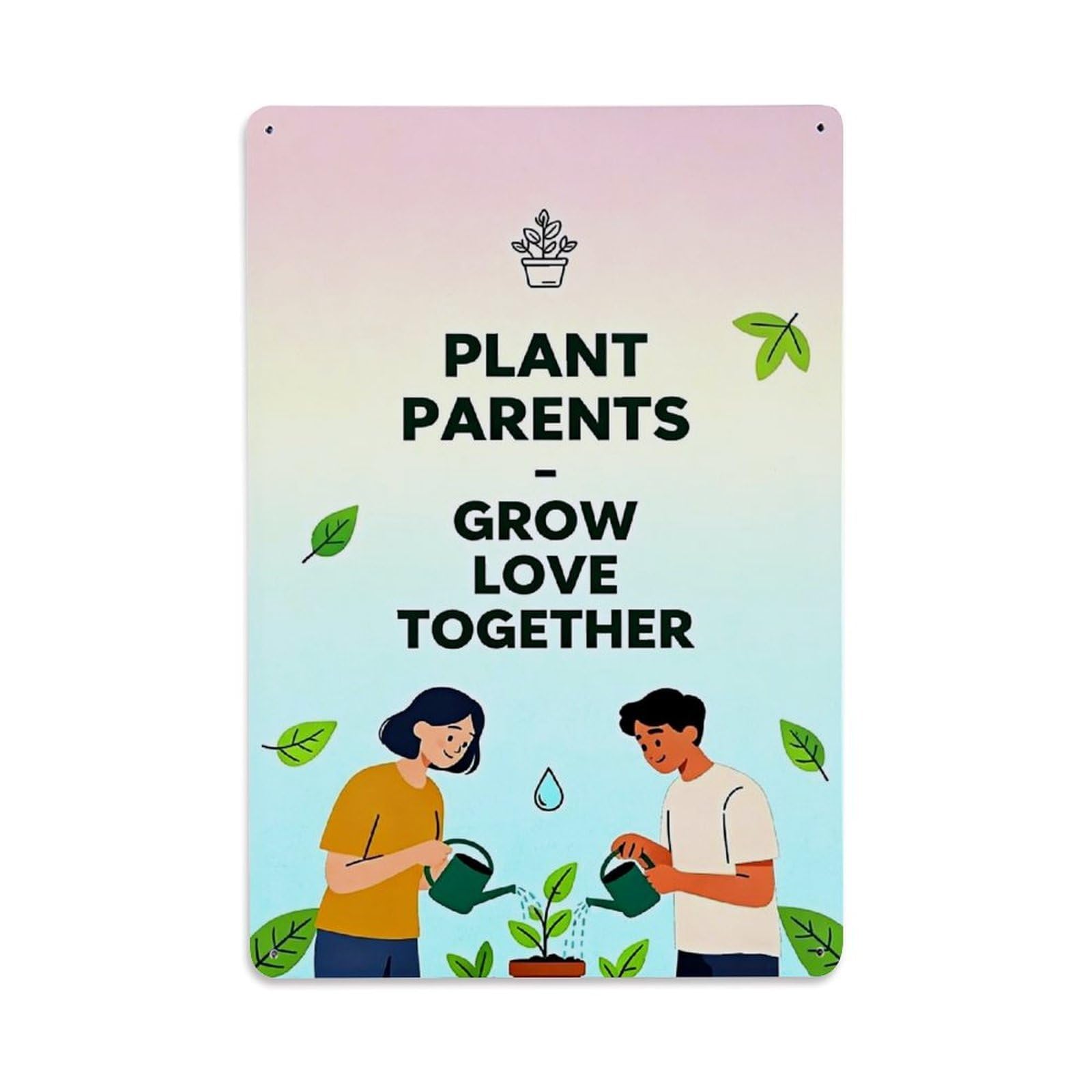 Jdfenggu Vintage Plant Parents Grow Love Together Retro Metal Tin Sign, Decor Art Poster For Bar, Home, Man Cave, Kitchen, Laundry Room Gift 8X12inch