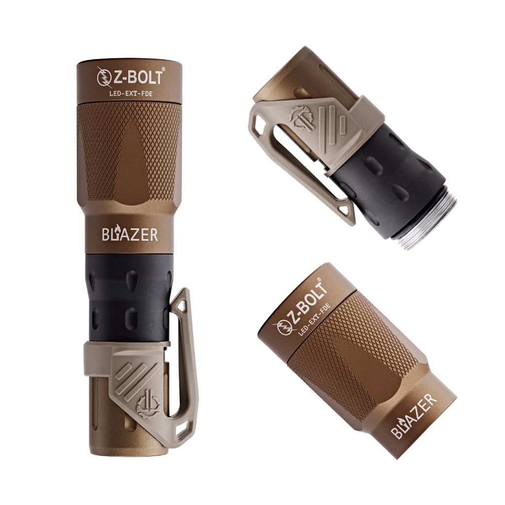 Hand Carry LED Light for EDC or Patrol - Thyrm Low Profile Pocket Clip, 65,000 Candela & 200 Meter Range (FDE & Black)