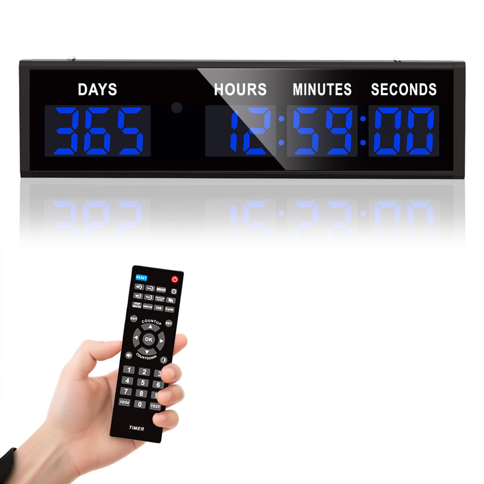 Aisny Temporizador Digital de Cuenta Regresiva, Gran Temporizador de 999 días con Control Remoto Calendario Multifuncional de Cuenta Regresiva para Jubilación Cumpleaños Días Festivos Bodas (Azul)