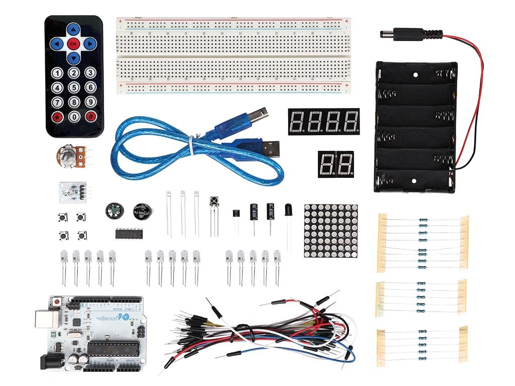 Whadda Complete Arduino Starter Kit for Beginners, Learn The Basics of Electronics with breadboard, Leds, resistors, buzzers, Infrared sensors, and More, Ideal for DIY Projects and Educational