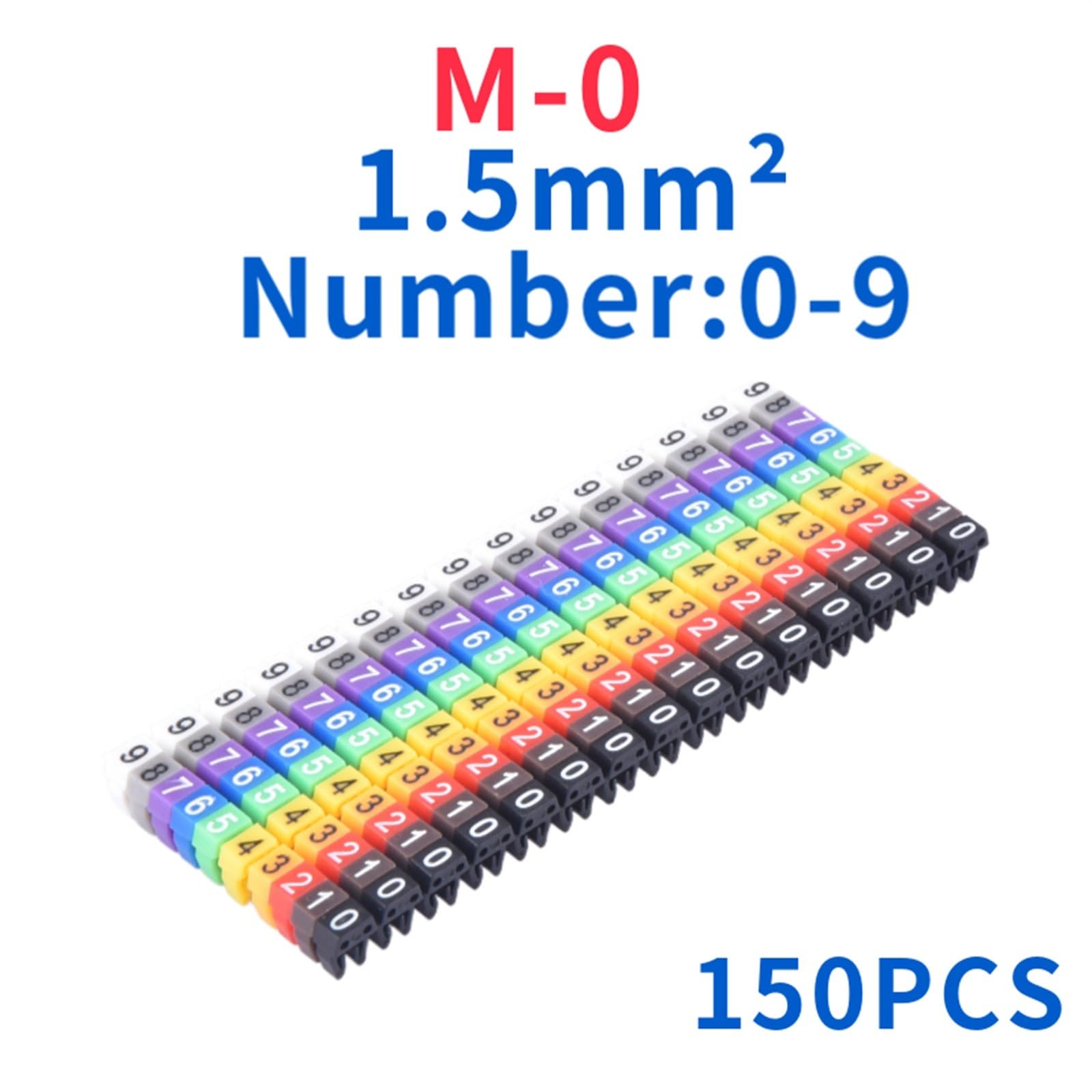 etykiety do kabli, 100/150 szt. Oznaczników kablowych Kolorowe znaczniki typu C Etykieta z numerem znacznika dla sieci przewodowej 2–10 mm(M 0(1.5mm)150pcs)