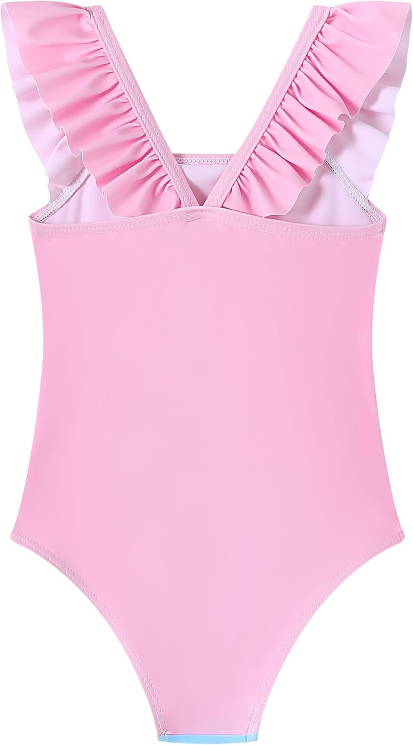 Toddler Girls Bathing Suit One Piece Ruffle Strap Cute Swimsuits Little Kids Beach Pool Quick Dry Swimwear 2t-10 - Image 2