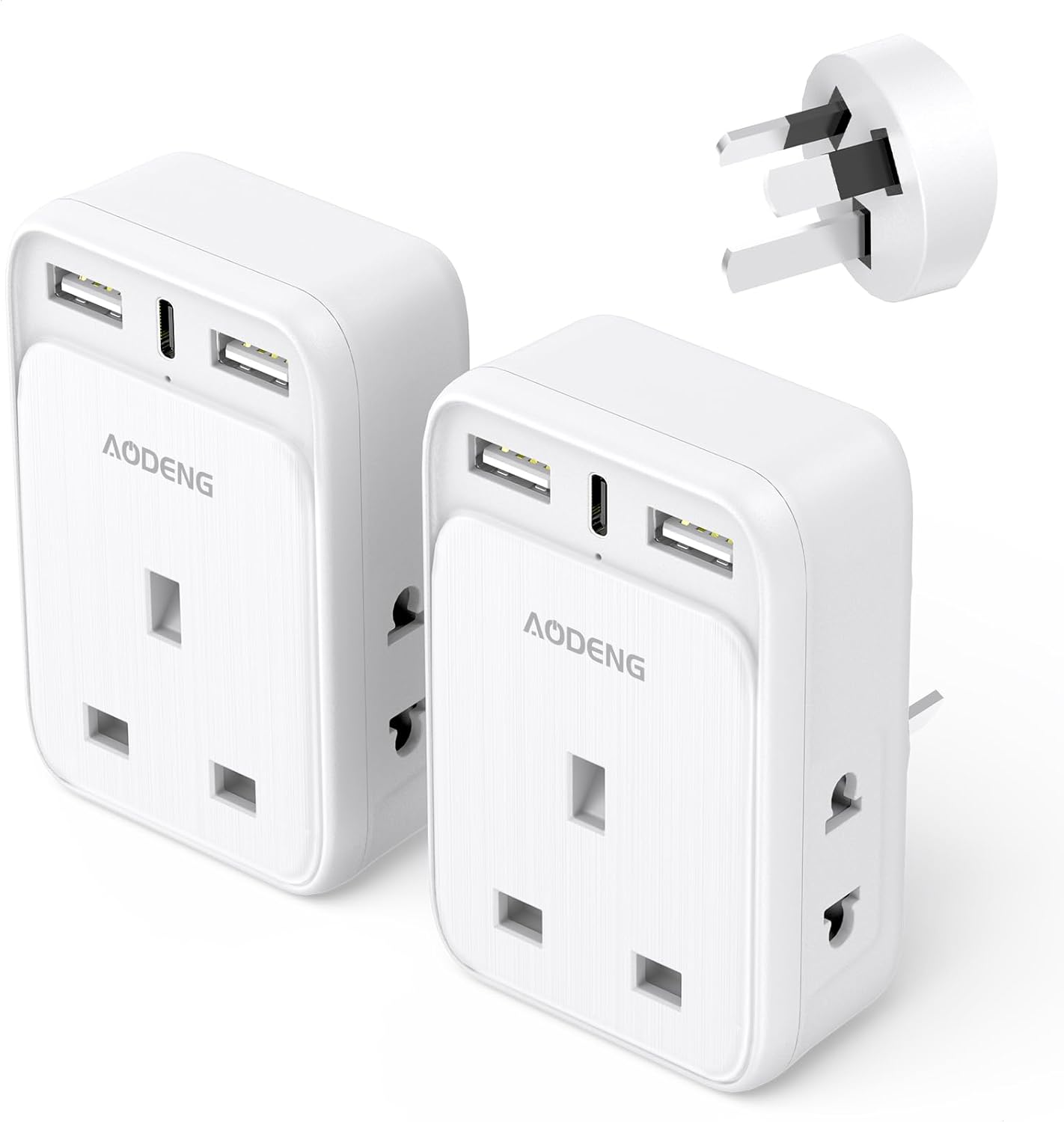 UK to Australia Plug Adapter 2 Pack 6 IN 1 Australian Travel Adapter with 2 USB Ports & 1 USB-C Fast Charger(5V/3.4A) and 2 Shaver Plug Adaptor UK to Australian New Zealand Fiji Argentina etc (Type I)