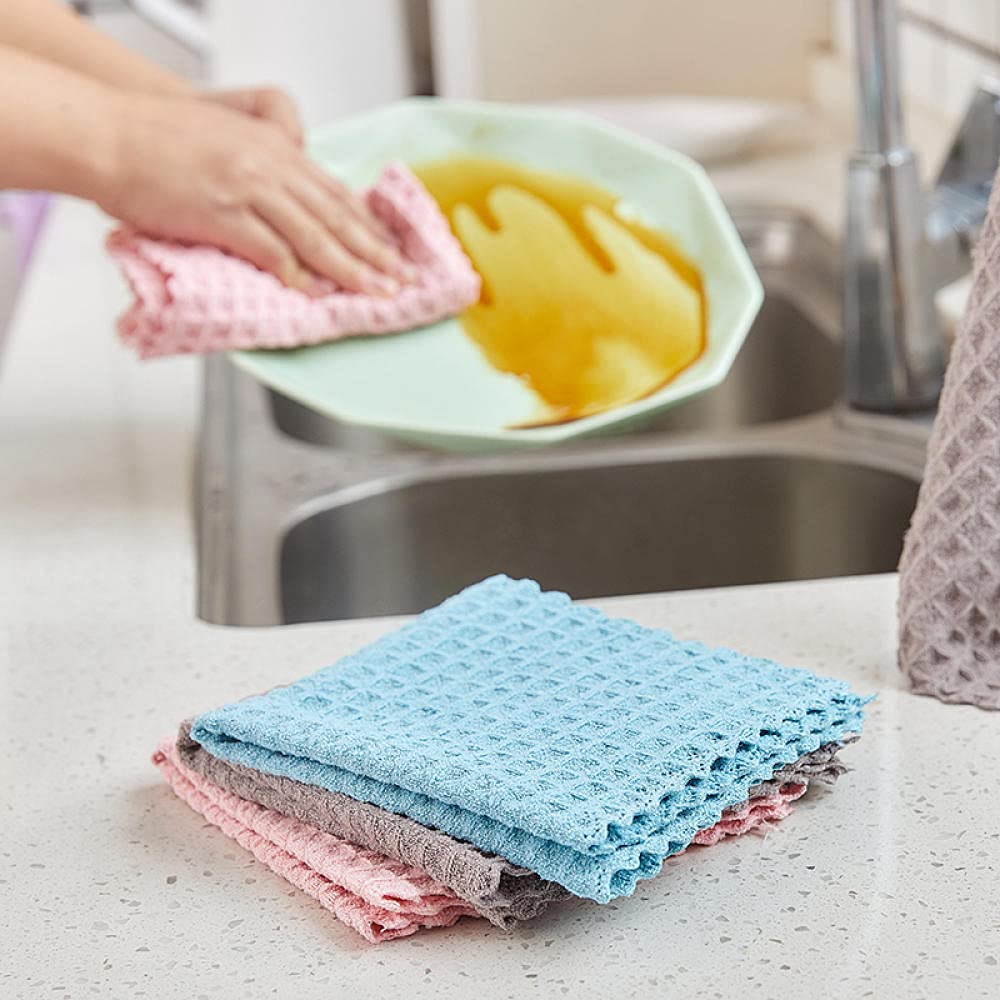 Paño de Limpieza 10 Piezas 30 * 30 cm Paño de Limpieza de Piso de Vidrio para automóvil Tejido de Microfibra Toallas de Cocina Paño de Cocina súper Absorbente Trapos mágicos Col