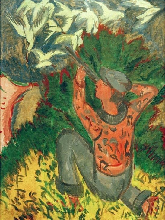Impression sur toile Ernst Ludwig Kirchner, Chasseurs de mouettes aux finitions artistiques