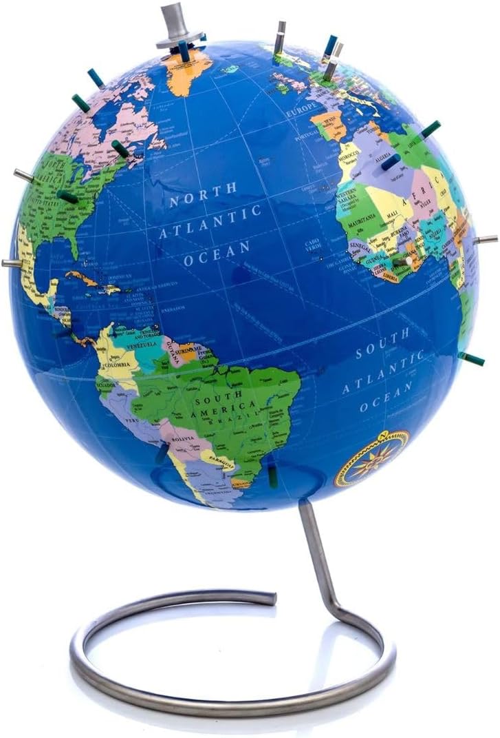 Magnetic World Globe, 10" Magnetic Standing Sphere for Office Desk or Classroom, Perfect Geography Globe with Stand for Home Decoration and Education - Bullseye Office (Blue)