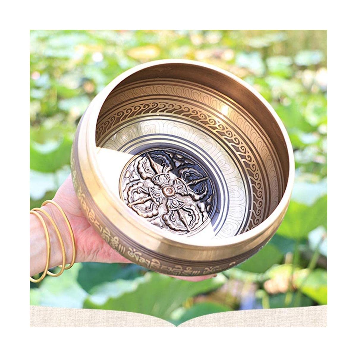 Set di campane tibetane in lega, per meditazione, terapia del suono, realizzate a mano in Nepal, facili da suonare con cuscino percussore, per yoga, preghiera, guarigione dei chakra, rilassamento e c