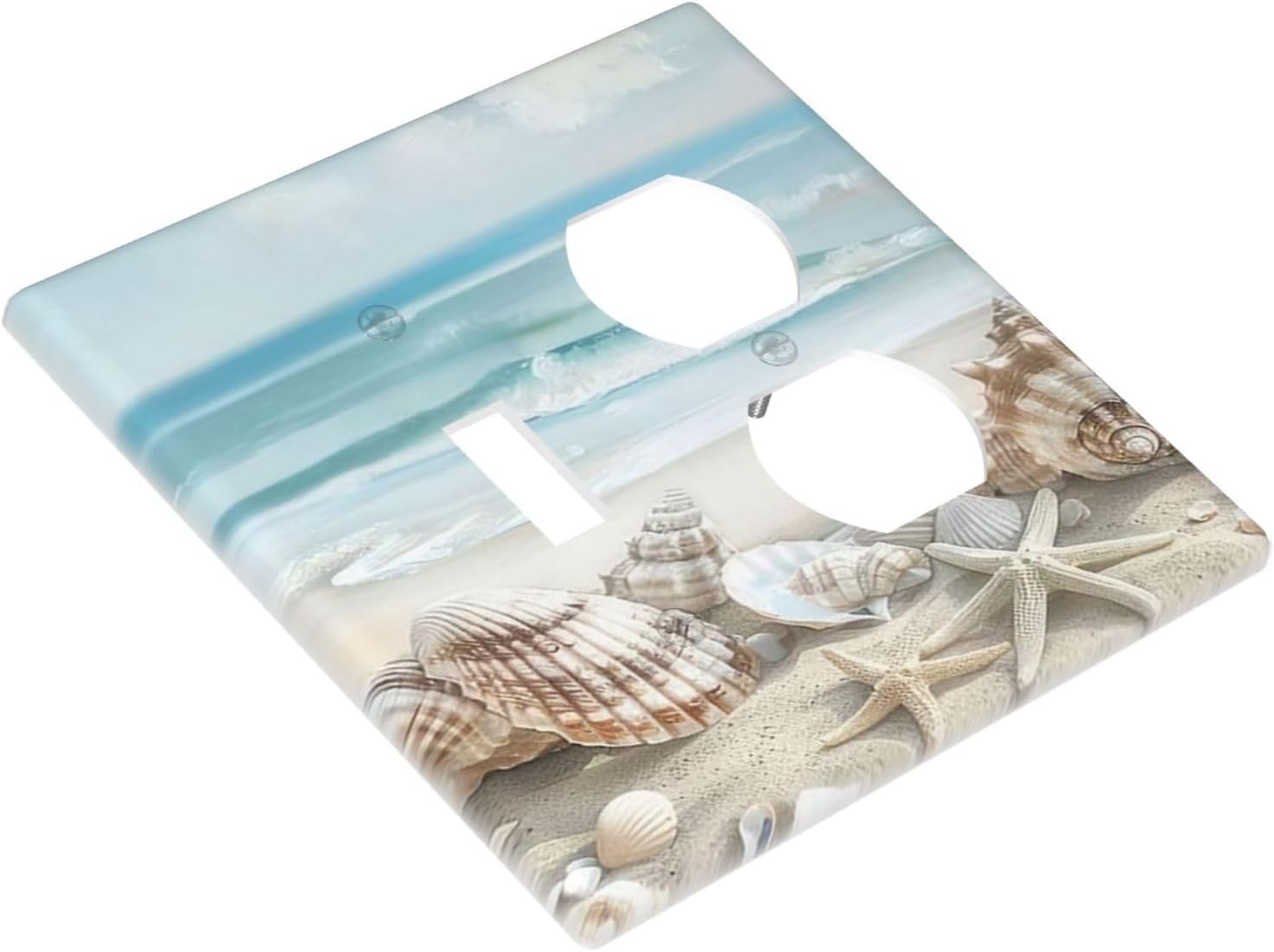 Decorative Outlet Covers Beach Costal Ocean Sea Starfish 2 Gang Light Switch Cover Plate Single Toggle Duplex Wall Plates for Electrical Outlets Switch Plate Covers for Bedroom Decor