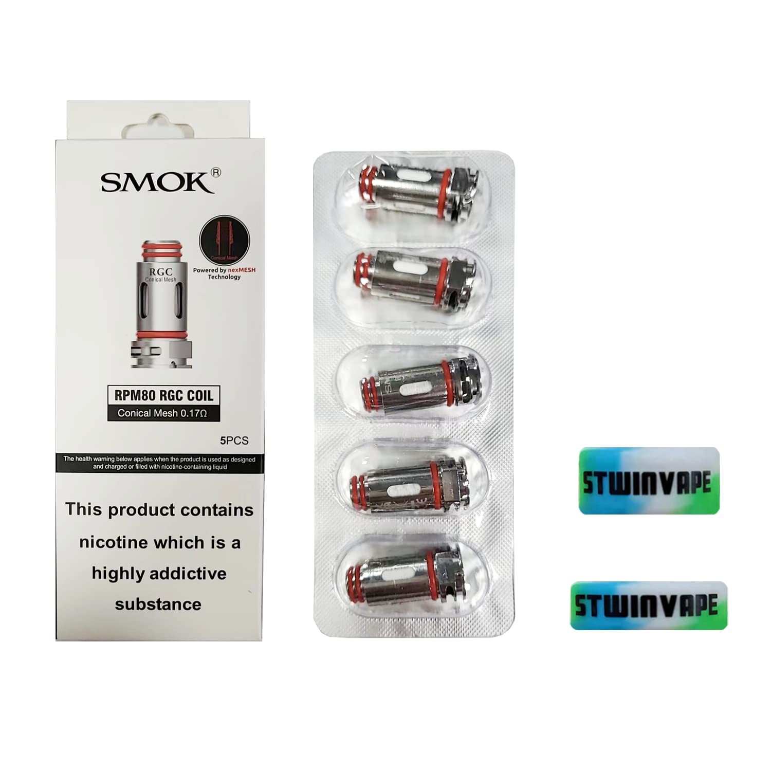 SMOEK for SMOK RPM80 RGC Coil 0.17ohm RPM80 Pro RGC Pod Mesh Coils Fetch Pro Kit Pack of 5