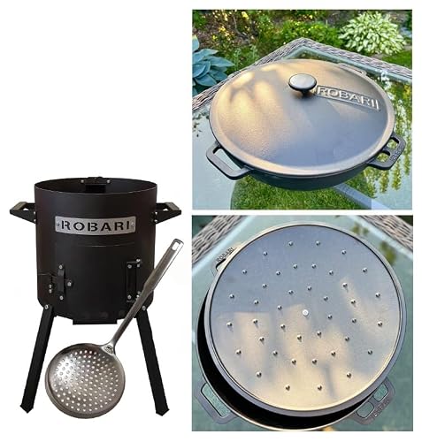 Produktfoto von ROBARI Feuerofen + Gusseisen Kasan 12 L mit Deckel +Schaumlöffel