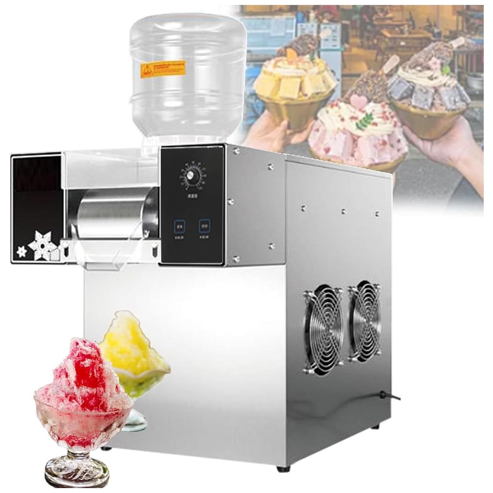 KUSOLE Shaved Ice Machine - Food-Grade Stainless Steel Body, Stainless Steel Wire Rollers, Adjustable Speed ​​- Suitable For Making Shaved Ice, Smoothies, And Shaved Ice Desserts. 120kg(24hours)