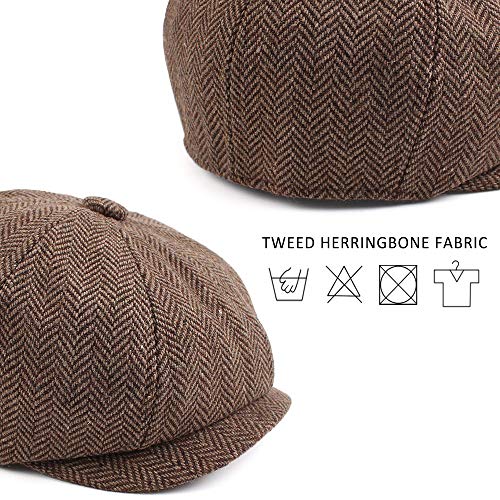 Toddler Boys Newsboy Caps Baby Kids Driver Cap Hat Vintage Tweed Flat Pageboy Hats 1-4 Y(Coffee, 1-4 Years) - Thumbnail 5