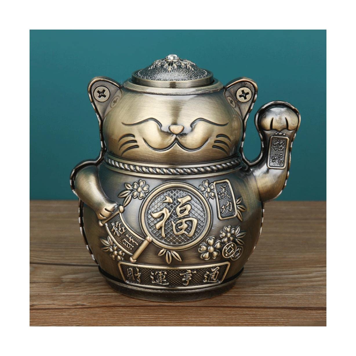 Wdwdw Bronze Toothpicks Dispenser Toothpick Box Fashion Gorgeous Holder Lucky Cat Push Type Container Creative