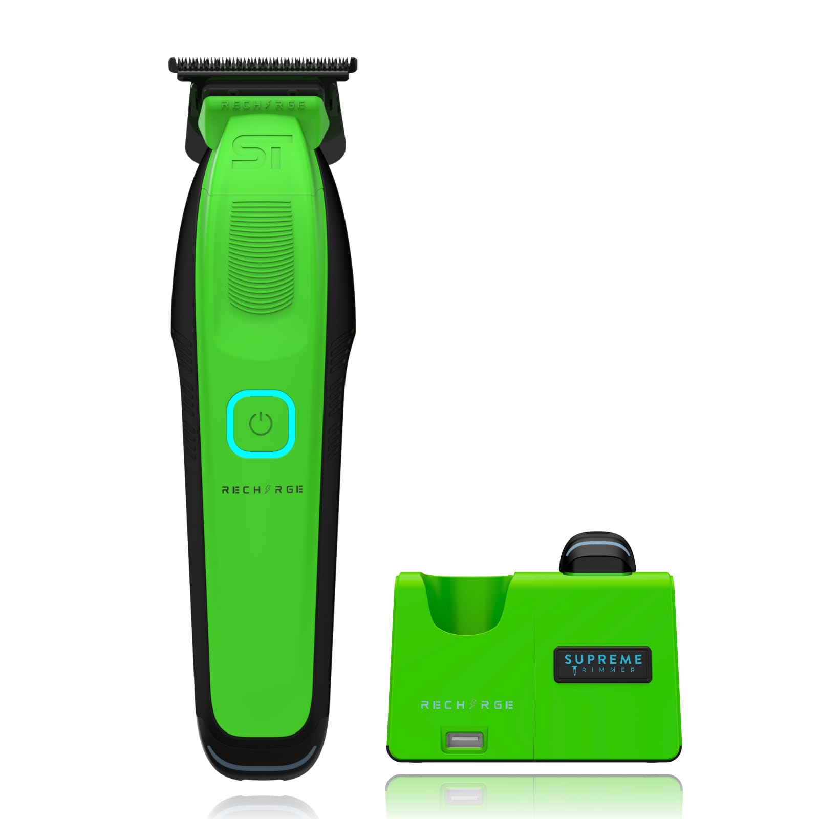 Supreme Trimmer Recharge ST777 – Professional Barber Trimmer with 2 Removable Batteries | 8000 RPM Motor, Zero Gap DLC Blades, Smart Charging Dock, USB-C Fast Charge