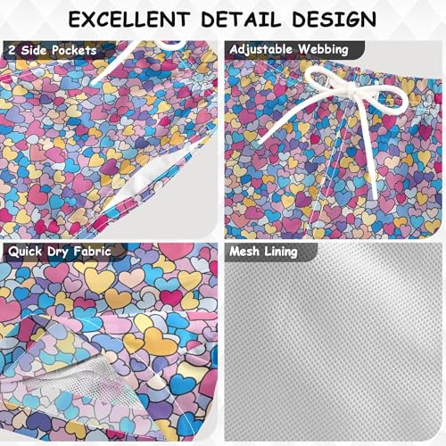 JUNZAN Cartoon Cute Hearts Love Toddler Swim Shorts Quick Dry Boys Beach Volleyball Kids Swimwears Son's Presents 2T3