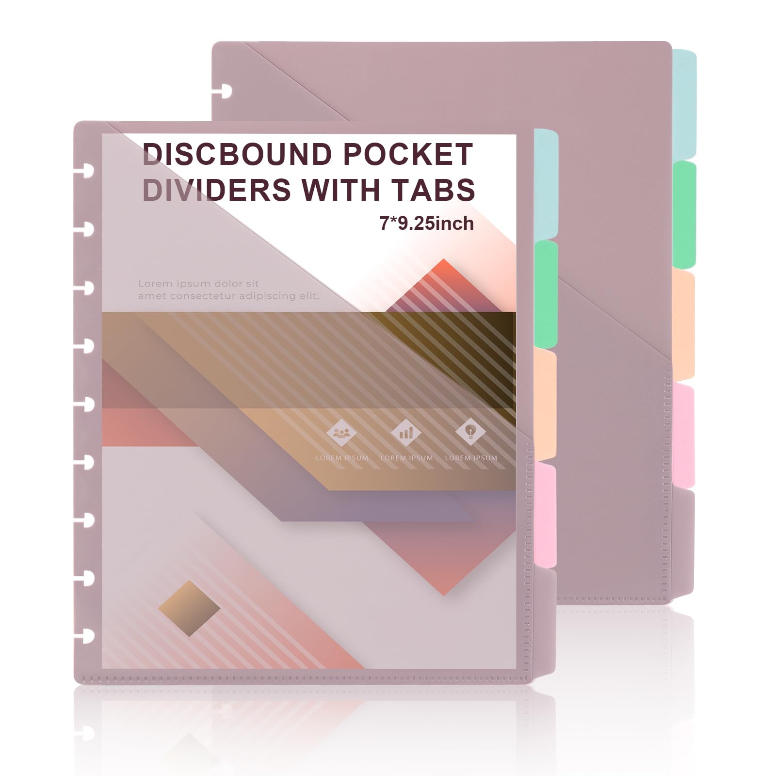 5 Tab 7 * 9.25 Inch Discbound Pocket Dividers with Tabs Planner Pockets Inserts Disc Notebook Accessories 9 Disc Planner Pocket Discbound Planner