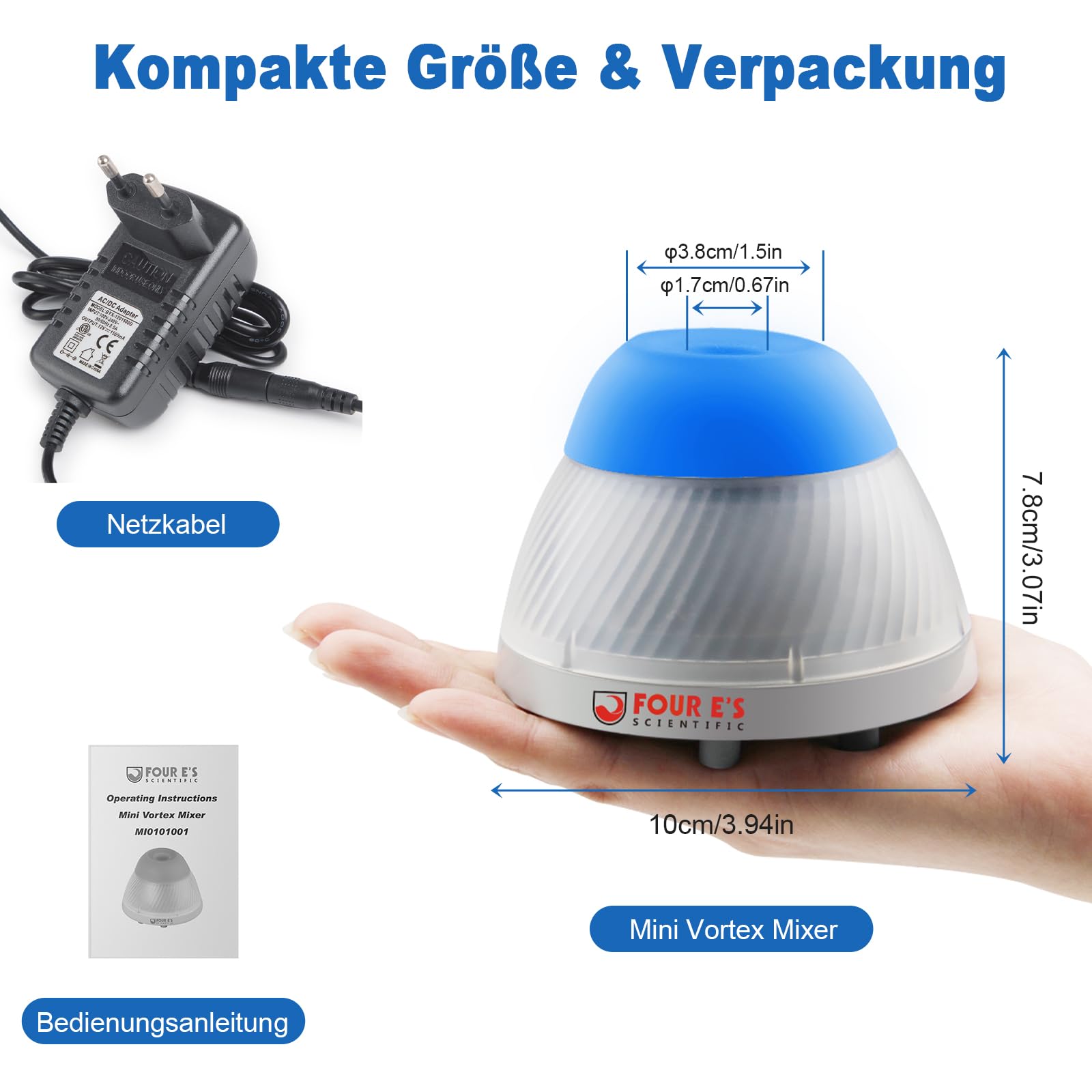 Mezclador Vórtex Mini Agitador Vórtex de Velocidad fija Vortex Mixer Mezcladores Vorticiales enchufe EU Órbita 5,5mm 5000rpm