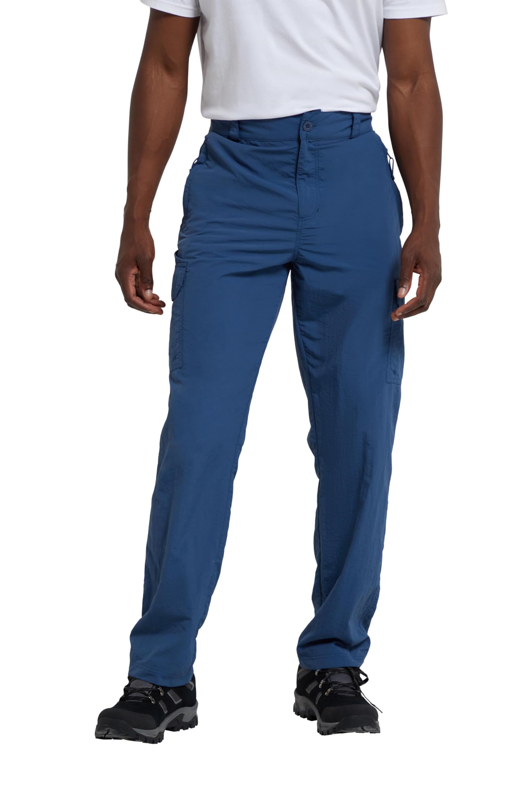 Mountain Warehouse Men's Blue (Regular Length) Explore Trousers - Shrink & Fade Resistant Hiking Pants, Quick Dry With Multiple Pockets - Spring Summer, Walking, Outdoors & Trekking W36